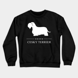 Cesky Terrier Dog White Silhouette Crewneck Sweatshirt